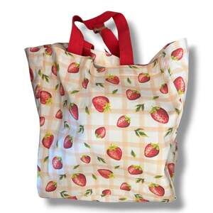 Martha Stewart Strawberry Print Canvas Tote Bag